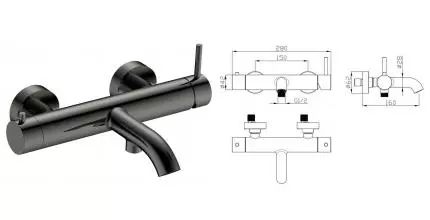 Смеситель для ванны «AQUAme» Siena AQM6212GM оружейная сталь