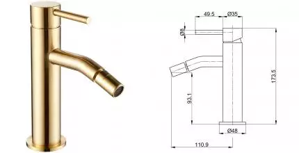 Смеситель для биде «AQUAme» Siena AQM6216GG золото