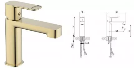 Смеситель для раковины «AQUAme» Parma AQM6610BG шлифованное золото Смеситель для раковины «AQUAme» Parma AQM6610BG шлифованное золото