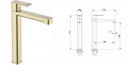 Смеситель для раковины «AQUAme» Parma AQM6614BG шлифованное золото