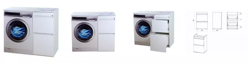 Тумба с раковиной под стиральную машину «Misty» Фостер 40 (Гавана 100 правая) белая