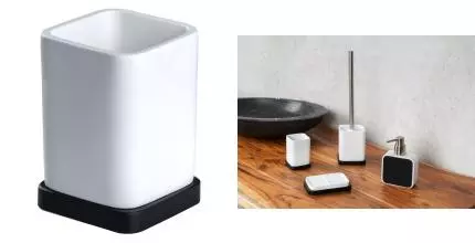 Стакан для зубных щёток «Ridder» Amara 2244111 на стол бело-чёрный Стакан для зубных щёток «Ridder» Amara 2244111 на стол бело-чёрный