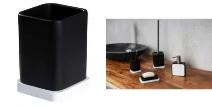 Стакан для зубных щёток «Ridder» Amara 2244120 на стол чёрно-белый Стакан для зубных щёток «Ridder» Amara 2244120 на стол чёрно-белый