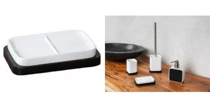 Мыльница «Ridder» Amara 2244311 на стол бело-чёрная Мыльница «Ridder» Amara 2244311 на стол бело-чёрная