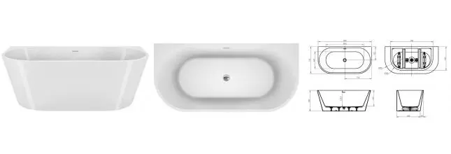 Ванна акриловая «Belbagno» BB710 150/75 с ножками с сифоном белая Ванна акриловая «Belbagno» BB710 150/75 с ножками с сифоном белая