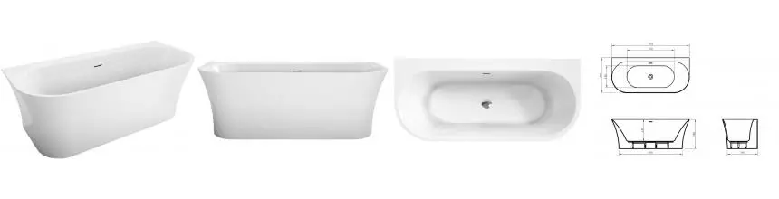 Ванна акриловая «Belbagno» BB711 155/70 с ножками с сифоном белая Ванна акриловая «Belbagno» BB711 155/70 с ножками с сифоном белая