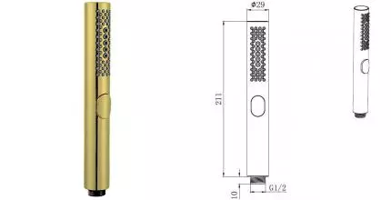 Ручная лейка «Allen Brau» Priority 5.31A20-GB брашированное золото Ручная лейка «Allen Brau» Priority 5.31A20-GB брашированное золото