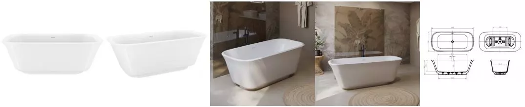 Ванна акриловая «Belbagno» Due BB702-1700-800-K 170/80 с ножками с сифоном белая