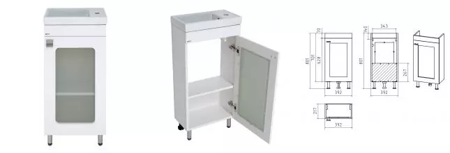 Тумба с раковиной «Misty» Урал 40 (Енисей 40) белая правая Тумба с раковиной «Misty» Урал 40 (Енисей 40) белая правая