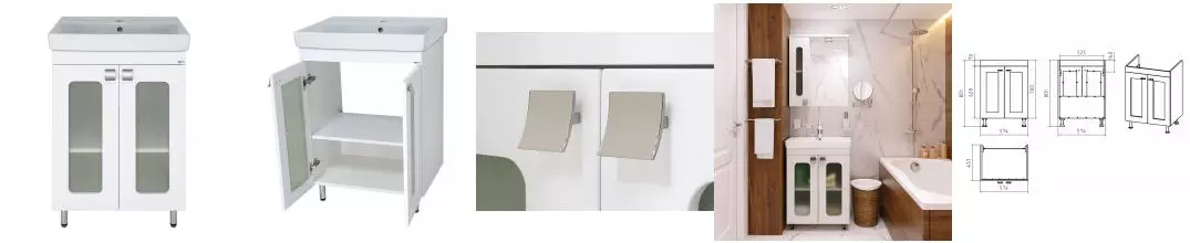 Тумба с раковиной «Misty» Урал 60 (Como 60) белый Тумба с раковиной «Misty» Урал 60 (Como 60) белый