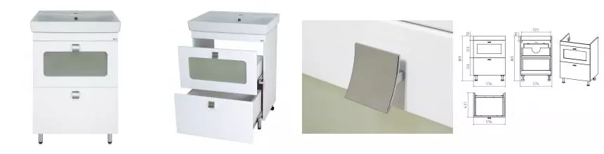 Тумба с раковиной «Misty» Урал 60 с 2 ящиками (Como 60) белая Тумба с раковиной «Misty» Урал 60 с 2 ящиками (Como 60) белая