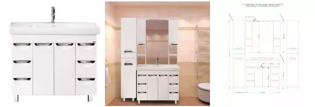 Тумба с раковиной «Misty» София 100 с 6 ящиками (Misty 100) белая