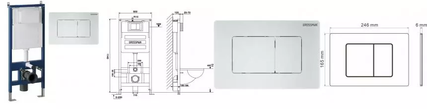 Инсталляция для унитаза с кнопкой «Grossman» 97.04.01M (900.K31.01.000/клавиша Classic белая матовая)