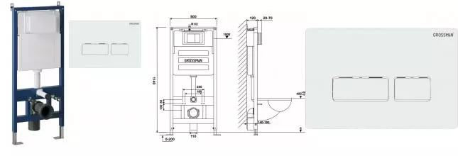 Инсталляция для унитаза с кнопкой «Grossman» 97.03.000 (900.K31.01.000/клавиша Pragma белая)