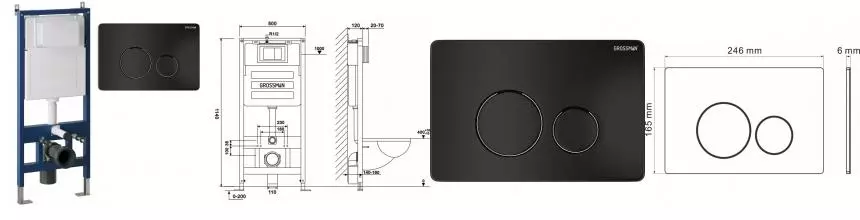 Инсталляция для унитаза с кнопкой «Grossman» 97.05.21M (900.K31.01.000/клавиша Style черная)