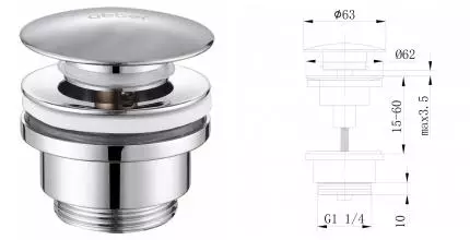 Донный клапан для раковины «Abber» AF0011 с механизмом Клик-Клак хром