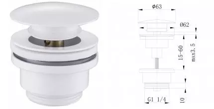 Донный клапан для раковины «Abber» AF0011W с механизмом Клик-Клак белый