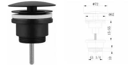 Донный клапан для раковины «Abber» AF0012B чёрный матовый