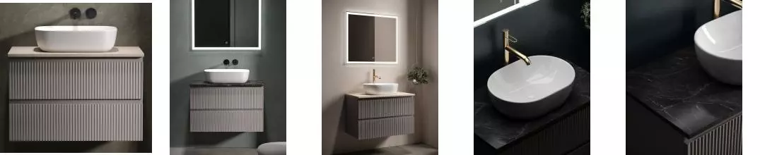 Тумба с раковиной и столешницей «Sancos» Snob R 80 подвесная Doha Soft