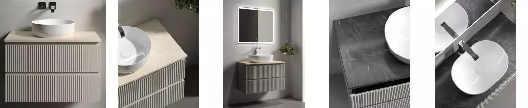 Тумба с раковиной и столешницей «Sancos» Snob R 80 подвесная Beige Soft