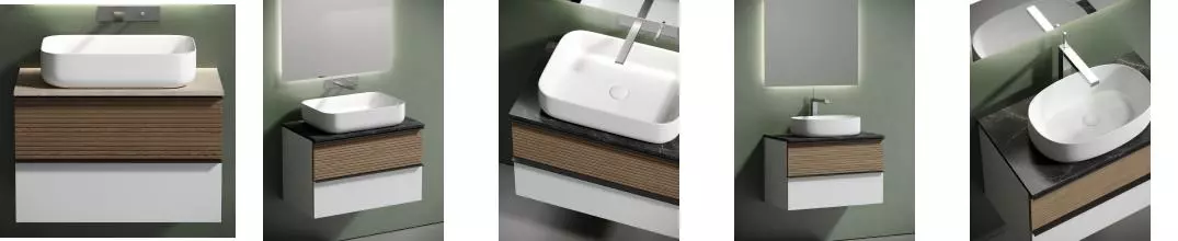 Тумба с раковиной и столешницей «Sancos» Delta 79 подвесная дуб светлый/белая