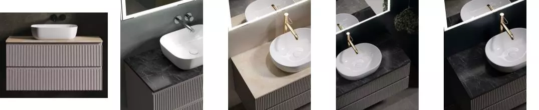 Тумба с раковиной и столешницей «Sancos» Snob R 100 подвесная Doha Soft