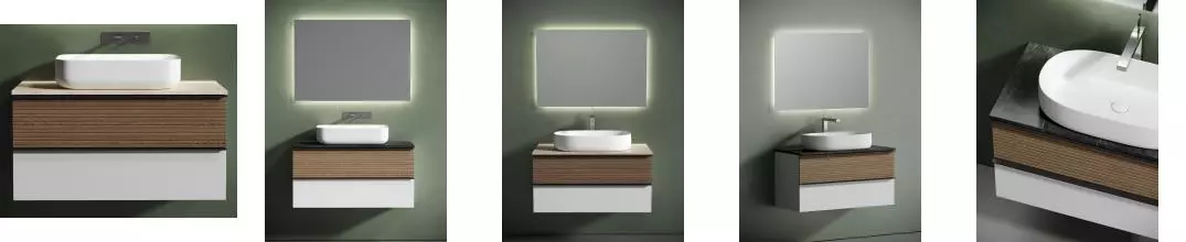 Тумба с раковиной и столешницей «Sancos» Delta 99,5 подвесная дуб светлый/белая