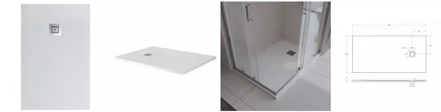 Душевой поддон «Belbagno» TRAY-MR-UNO-AH-160/80-35-W низкий из литьевого мрамора прямоугольный без сифона белый