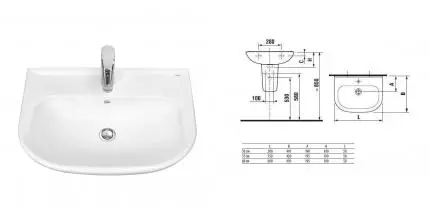 Раковина «Roca» Access 60/45 фарфоровая белая