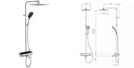 Душевая система «Teska» Mira DK3702C хром/чёрная Душевая система «Teska» Mira DK3702C хром/чёрная