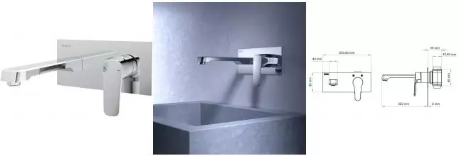 Смеситель для раковины «Teska» Quarsar E5106 хром