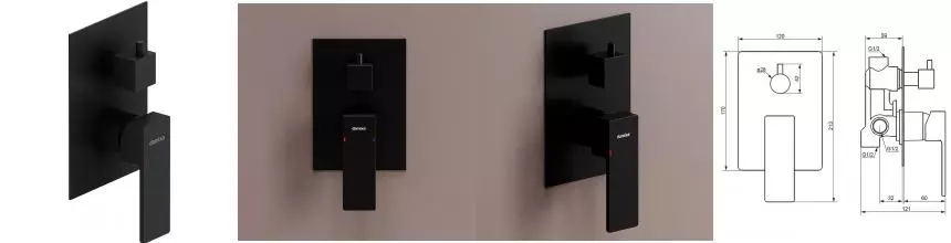 Смеситель для душа «Damixa» Gala 537100300 чёрный матовый