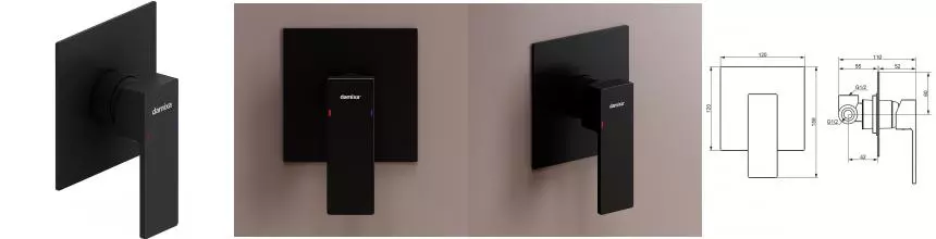 Смеситель для душа «Damixa» Gala 537500300 чёрный матовый