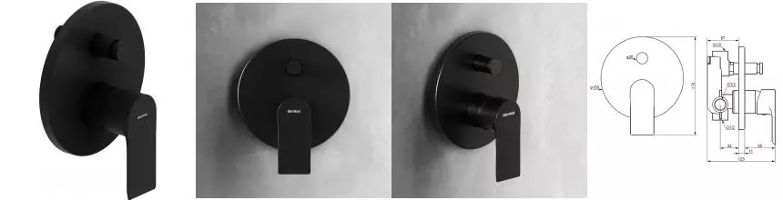 Смеситель для душа «Damixa» Apollo 477100300 чёрный матовый