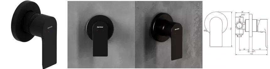 Смеситель для душа «Damixa» Apollo 477500300 чёрный матовый