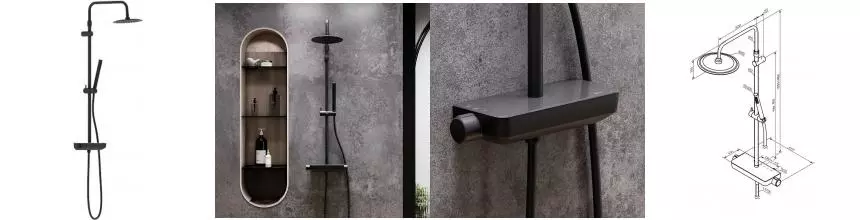 Душевая система «Damixa» Scandinavian Pure 936780300 чёрная матовая