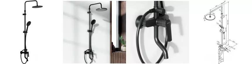 Душевая система «Damixa» Jupiter 977740300 чёрная матовая