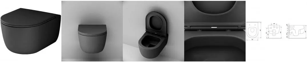 Подвесной унитаз безободковый «Am.Pm» Sirius DX86C1700MBSC чёрный матовый с сиденьем дюропласт с микролифтом