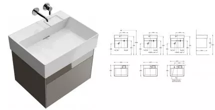 Тумба с раковиной «Kerama Marazzi» Logica 60 New (Logica 60) подвесная песчаная Тумба с раковиной «Kerama Marazzi» Logica 60 New (Logica 60) подвесная песчаная