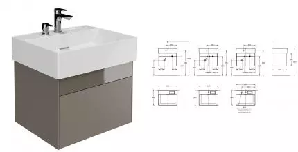 Тумба с раковиной «Kerama Marazzi» Logica 60 New (Logica 60-2) подвесная песчаная Тумба с раковиной «Kerama Marazzi» Logica 60 New (Logica 60-2) подвесная песчаная