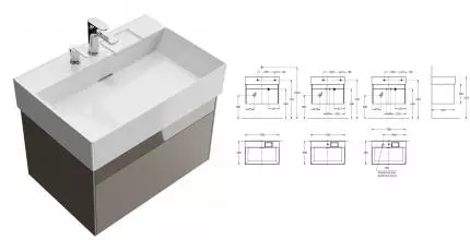 Тумба с раковиной «Kerama Marazzi» Logica 70 New (Logica 70-2) подвесная песчаная Тумба с раковиной «Kerama Marazzi» Logica 70 New (Logica 70-2) подвесная песчаная