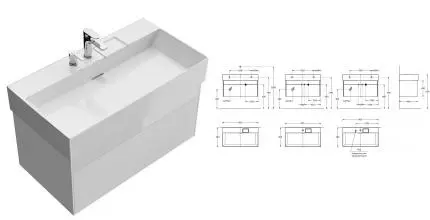 Тумба с раковиной «Kerama Marazzi» Logica 90 New (Logica 90-2) подвесная белоснежная