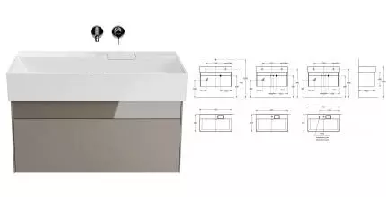 Тумба с раковиной «Kerama Marazzi» Logica 90 New (Logica 90) подвесная песчаная Тумба с раковиной «Kerama Marazzi» Logica 90 New (Logica 90) подвесная песчаная