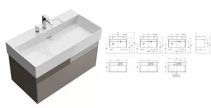 Тумба с раковиной «Kerama Marazzi» Logica 90 New (Logica 90-2) подвесная песчаная Тумба с раковиной «Kerama Marazzi» Logica 90 New (Logica 90-2) подвесная песчаная