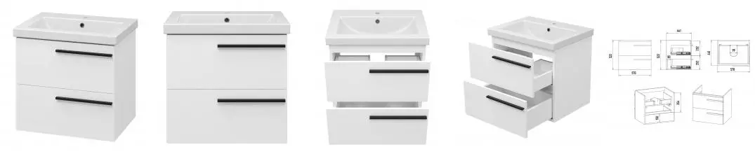 Тумба с раковиной «Misty» Ненси 60 (Como 60) подвесная белая