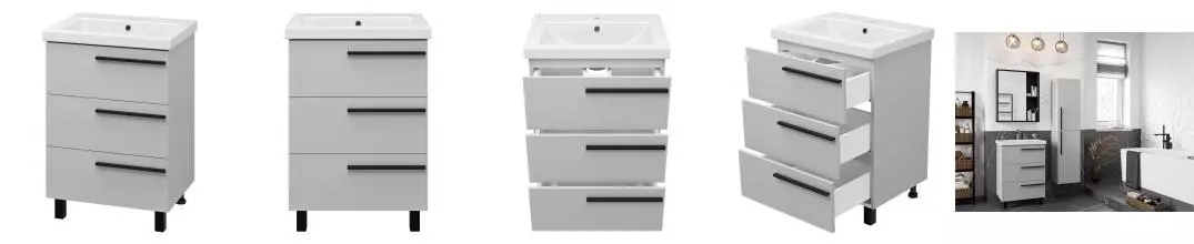 Тумба с раковиной «Misty» Ненси 60 (Como 60) серая