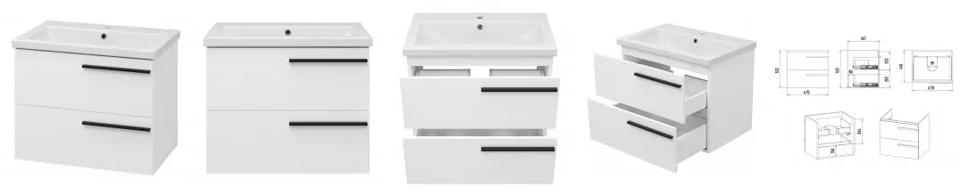 Тумба с раковиной «Misty» Ненси 70 (Como 70) подвесная белая