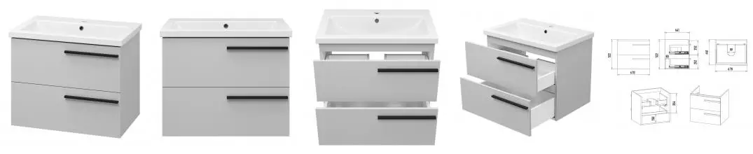 Тумба с раковиной «Misty» Ненси 70 (Como 70) подвесная серая