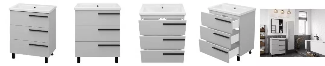 Тумба с раковиной «Misty» Ненси 70 (Como 70) серая