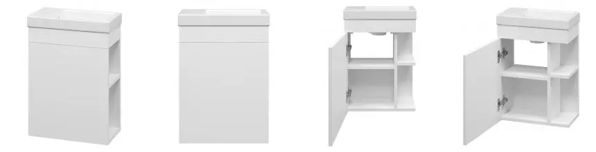 Тумба с раковиной «Misty» Мини 40 с открытыми полками (Como 40) подвесная белая правая Тумба с раковиной «Misty» Мини 40 с открытыми полками (Como 40) подвесная белая правая